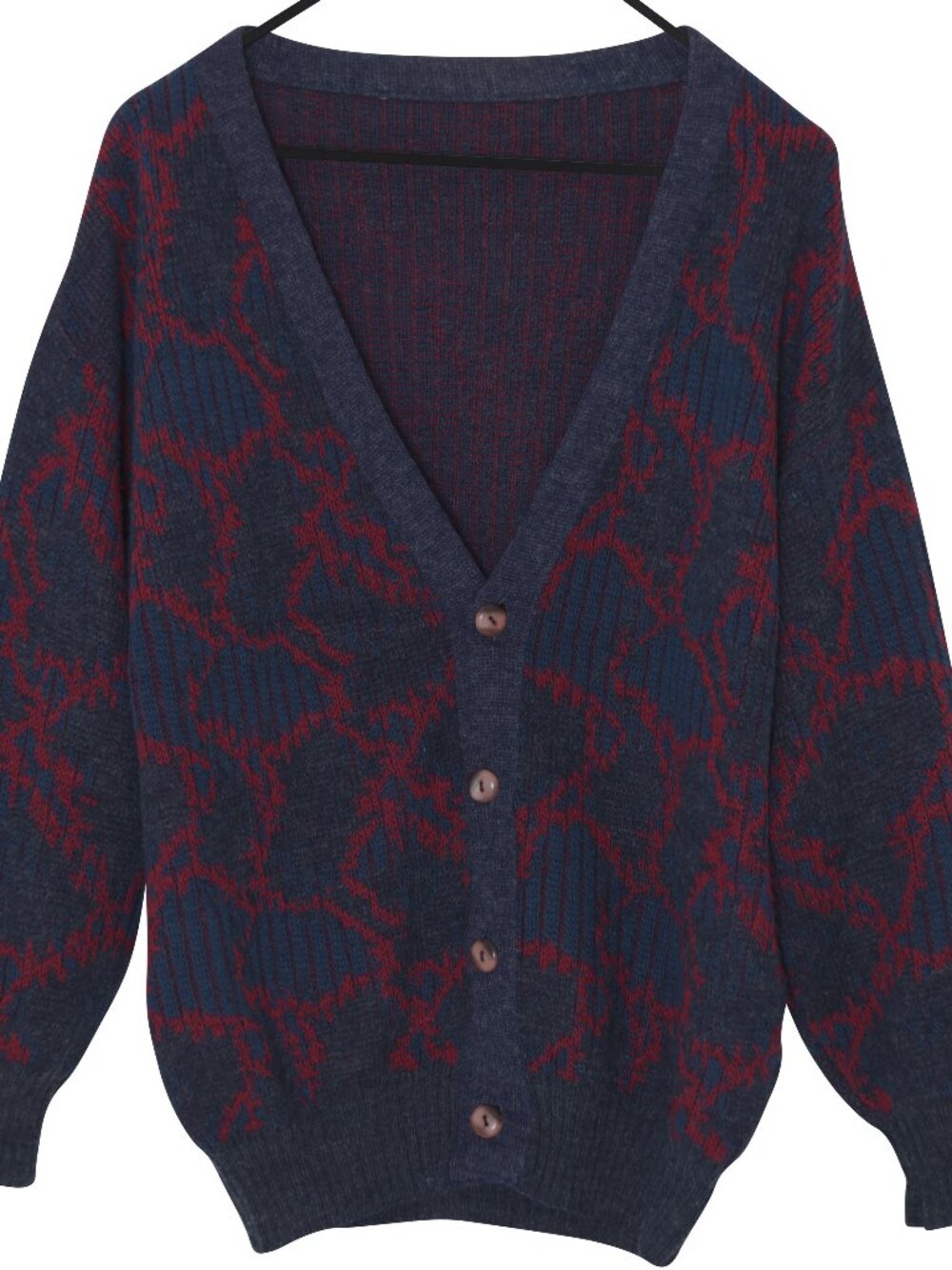 1985–1992, Mélange Ground Figured Multiyarn Leisure Knit Cardigan